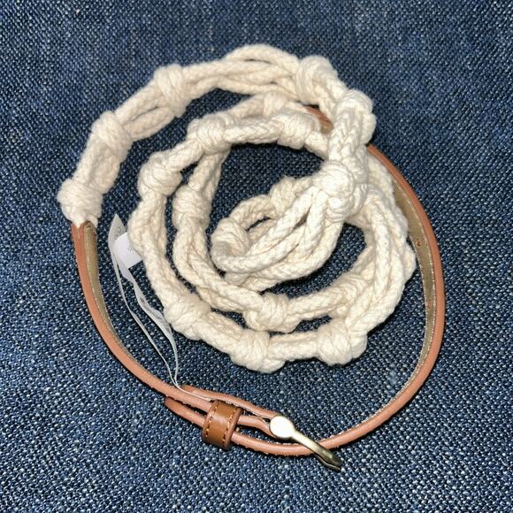 Talbots Nautical Stretch Rope Belt With Genuine Leather XL 42-46” - Picture 2 of 5